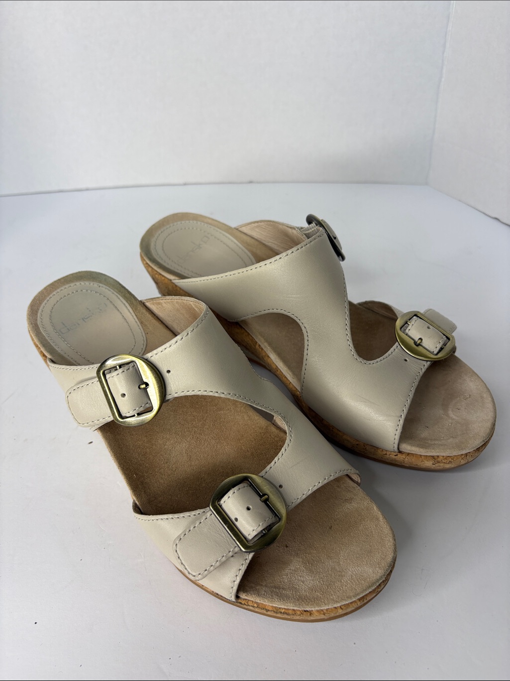 Dansko Carla Ivory/Cream Wedge Strap Sandal